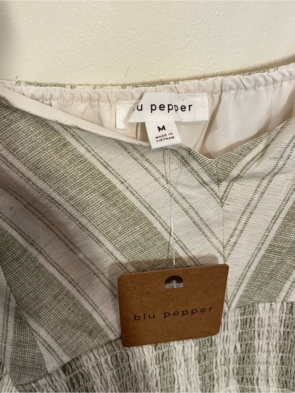 Amaya Spaghetti Strap Midi Dress by Blu Pepper Medium Smocked Chevron Striped - Picture 9 of 10